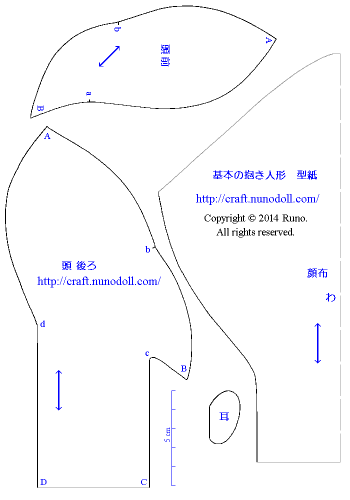 基本の人形 型紙